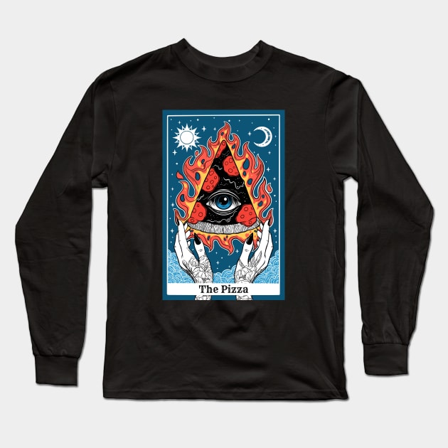 Blue Pizza Tarot Reading Long Sleeve T-Shirt by OccultOmaStore